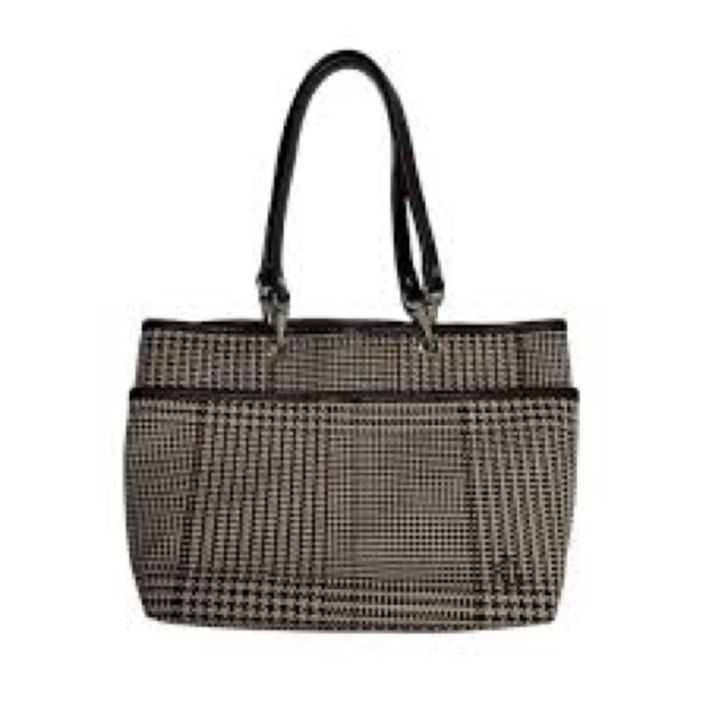 RALPH LAUREN RII Vintage 100% Wool Houndstooth Mini Tote-Khaki Green-RARE!READ!